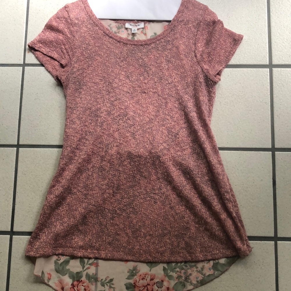Pink floral maternity blouse